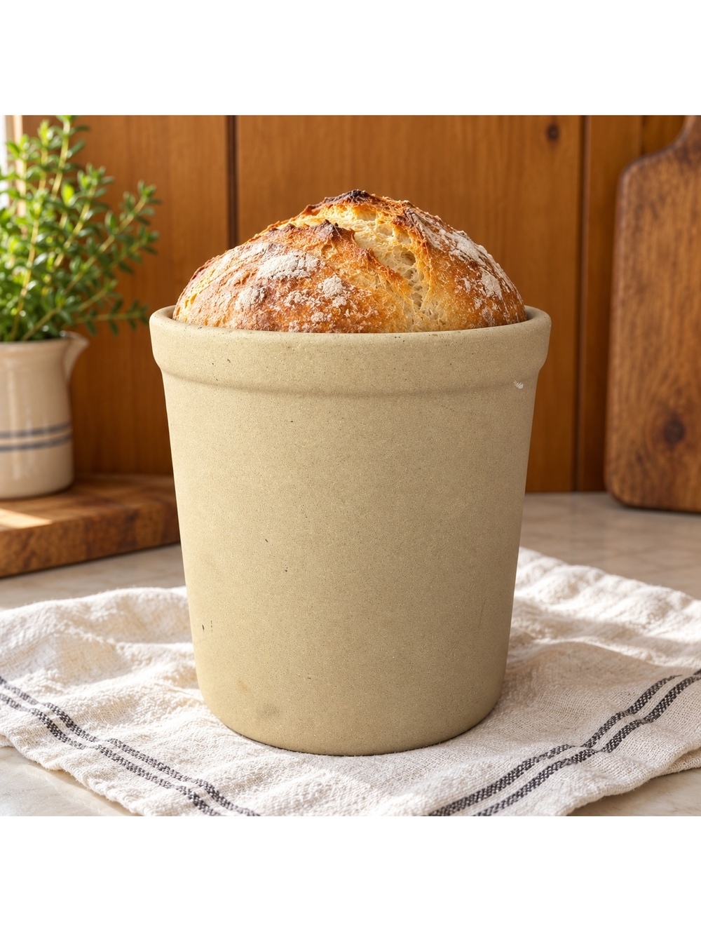 Bread Baker Pampered Chef Vintage Stoneware Crock Round Baking Pot USA
